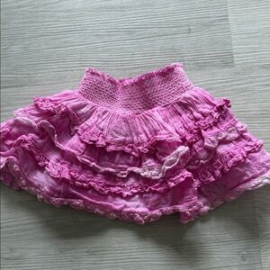 LoveShackFancy Pink Ruffled Skirt